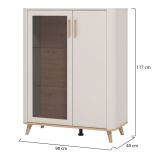 Vetrina Beige Marrone Rovere Nodi 4 Ripiani Apertura Battente 90x40x116.5h cm, 2 Ante - Castella
