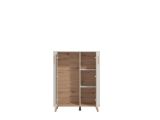 Vetrina Beige Marrone Rovere Nodi 4 Ripiani Apertura Battente 90x40x116.5h cm, 2 Ante - Castella
