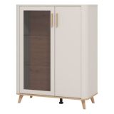 Vetrina Beige Marrone Rovere Nodi 4 Ripiani Apertura Battente 90x40x116.5h cm, 2 Ante - Castella