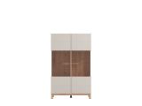 Vetrina Beige Marrone Rovere Nodi 6 Ripiani Apertura Battente 90x35x146.5h cm, 2 Ante - Talla