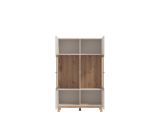 Vetrina Beige Marrone Rovere Nodi 6 Ripiani Apertura Battente 90x35x146.5h cm, 2 Ante - Talla