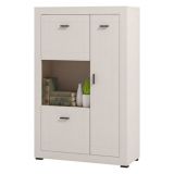 Vetrina Beige Nero 2 Ripiani 2 Ante 83.5x35x130h cm, 3 Vani - Imbaro