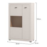 Vetrina Beige Nero 2 Ripiani 2 Ante 83.5x35x130h cm, 3 Vani - Imbaro