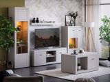 Vetrina Beige Nero 2 Ripiani 2 Ante 83.5x35x130h cm, 3 Vani - Imbaro