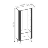 Vetrina Beige Nero 4 Ripiani 2 Cassetti 78x40x192h cm, Un'anta - Lokapami
