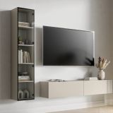 Vetrina Beige Nero 4 Ripiani Un'anta 35x32x168h cm, 5 Vani - Roburent