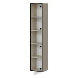 Vetrina Beige Nero 4 Ripiani Un'anta 35x32x168h cm, 5 Vani - Roburent