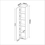 Vetrina Beige Nero 4 Ripiani Un'anta 35x32x168h cm, 5 Vani - Roburent
