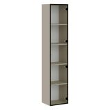 Vetrina Beige Nero 4 Ripiani Un'anta 35x32x168h cm, 5 Vani - Roburent
