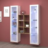 Vetrina Bianco 12 Ripiani 2 Ante 40x30x180h cm, 16 Vani - Gadoni
