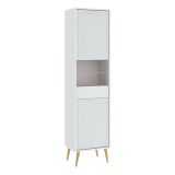 Vetrina Bianco 3 Ripiani Un'anta 47x40x193h cm, Ripiano in Vetro, Anta Reversibile - Lenagaba