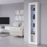 Vetrina Bianco 4 Ripiani Un'anta 40x30x180h cm, 5 Vani - Arnika