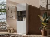 Vetrina Bianco 5 Ripiani Un'anta 60x40x178h cm, 6 Vani - Vadd