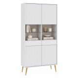 Vetrina Bianco 6 Ripiani 2 Ante 91x40x193h cm, 2 Riapiani in Vetro - Lenega