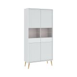 Vetrina Bianco 6 Ripiani 2 Ante 91x40x193h cm, 2 Riapiani in Vetro - Lenega