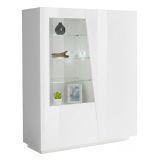 Vetrina Bianco 7 Ripiani 2 Ante 120x43x146h cm, 9 Vani - Montano