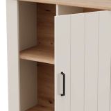 Vetrina Bianco Crema Marrone Rovere Nodi 4 Ripiani Un'anta 79x36x127h cm, 6 Vani - Farra