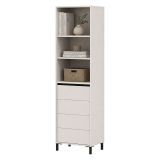Vetrina Bianco Crema Nero 4 Ripiani Apertura Battente 55x40x193h cm, Un'anta - Calto