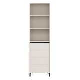 Vetrina Bianco Crema Nero 4 Ripiani Apertura Battente 55x40x193h cm, Un'anta - Calto