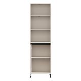 Vetrina Bianco Crema Nero 4 Ripiani Apertura Battente 55x40x193h cm, Un'anta - Calto