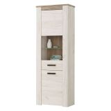 Vetrina Bianco Larice Marrone 4 Ripiani Apertura Battente 68.5x36.5x195h cm, Un'anta - Sulbiate