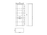 Vetrina Bianco Larice Marrone 4 Ripiani Apertura Battente 68.5x36.5x195h cm, Un'anta - Sulbiate