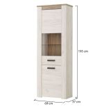 Vetrina Bianco Larice Marrone 4 Ripiani Apertura Battente 68.5x36.5x195h cm, Un'anta - Sulbiate