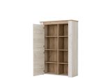 Vetrina Bianco Larice Marrone Rovere Nodi 6 Ripiani Apertura Battente 99.5x36.5x146.5h cm, 2 Ante - Sagama