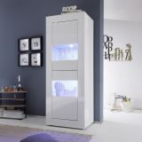 Vetrina Bianco Lucido 3 Ripiani 2 Cassetti 60.9x42x161.2h cm, 2 Ante - Uffugo