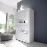 Vetrina Bianco Lucido 3 Ripiani Apertura con Maniglia 101.4x42x161.2h cm, 2 Ante - Suzzara