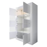 Vetrina Bianco Lucido 3 Ripiani Apertura con Maniglia 101.4x42x161.2h cm, 2 Ante - Suzzara