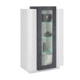 Vetrina Bianco Lucido Grigio Ardesia 7 Ripiani 3 Ante 80x38x121h cm, 10 Vani Made in Italy - Ablaze
