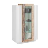 Vetrina Bianco Lucido Marrone Pero 7 Ripiani 3 Ante 80x38x121h cm, 10 Vani Made in Italy - Ablaze