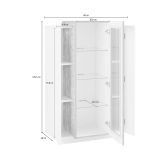 Vetrina Bianco Lucido Marrone Pero 7 Ripiani 3 Ante 80x38x121h cm, 10 Vani Made in Italy - Ablaze