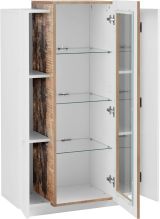 Vetrina Bianco Lucido Marrone Pero 7 Ripiani 3 Ante 80x38x121h cm, 10 Vani Made in Italy - Ablaze
