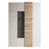 Vetrina Bianco Lucido Marrone Rovere 8 Ripiani 2 Ante 121x44x169h cm, Apertura Standard - Gorizia