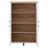Vetrina Bianco Marrone Rovere Nodi 3 Ripiani 4 Ante 86x34x131h cm, con Piedini - Fonz