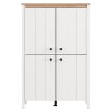Vetrina Bianco Marrone Rovere Nodi 3 Ripiani 4 Ante 86x34x131h cm, con Piedini - Fonz