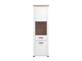 Vetrina Bianco Marrone Rovere Nodi 4 Ripiani Apertura Battente 60.5x41x194.5h cm, 2 Ante - Piscinas