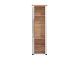 Vetrina Bianco Marrone Rovere Nodi 4 Ripiani Apertura Battente 60.5x41x194.5h cm, 2 Ante - Piscinas