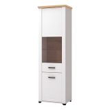 Vetrina Bianco Marrone Rovere Nodi 4 Ripiani Apertura Battente 60.5x41x194.5h cm, 2 Ante - Piscinas