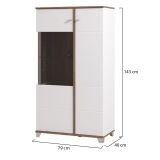 Vetrina Bianco Marrone Rovere Nodi 4 Ripiani Apertura Battente 78.5x40x143h cm, 2 Ante - Suello