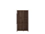 Vetrina Bianco Marrone Rovere Nodi 4 Ripiani Apertura Battente 78.5x40x143h cm, 2 Ante - Suello