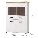 Vetrina Bianco Marrone Rovere Nodi 6 Ripiani Apertura Battente 103.5x41x143h cm, 4 Ante - Sarconi