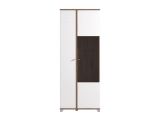 Vetrina Bianco Marrone Rovere Nodi 8 Ripiani Apertura Battente 78.5x40x200.5h cm, 2 Ante - Arentino