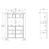 Vetrina Bianco Opaco Marrone Rovere 2 Ripiani 2 Ante 96x35x130h cm, Anta e Ripiani Dettaglio Vetro - Erto