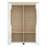 Vetrina Bianco Opaco Marrone Rovere 2 Ripiani 2 Ante 96x35x130h cm, Anta e Ripiani Dettaglio Vetro - Erto