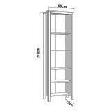 Vetrina Bianco Opaco Marrone Rovere Nodi 4 Ripiani 2 Ante 60x34x191h cm, con Piedini - Doreno