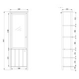 Vetrina Bianco Opaco Marrone Rovere Nodi 4 Ripiani 2 Ante 60x34x191h cm, con Piedini - Doreno