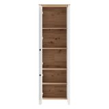 Vetrina Bianco Opaco Marrone Rovere Nodi 4 Ripiani 2 Ante 60x34x191h cm, con Piedini - Doreno